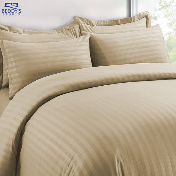 Fawn- Hotel Stripe Bedsheet Set