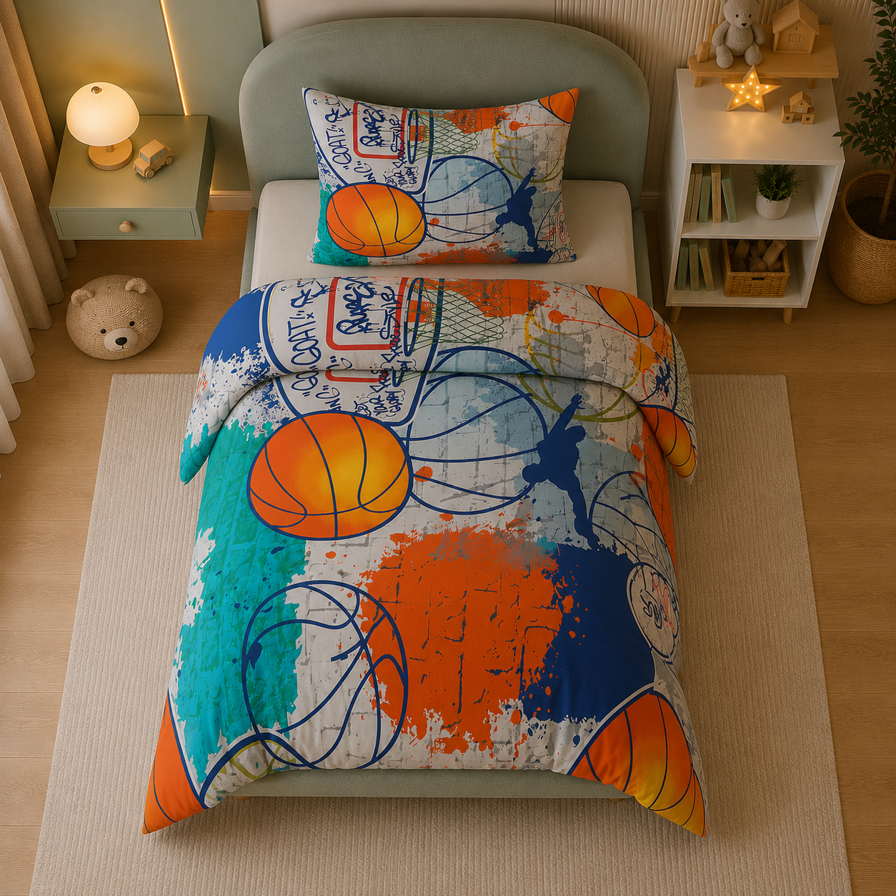 Basketball Sports Cotton Printed Quilt Cover Set