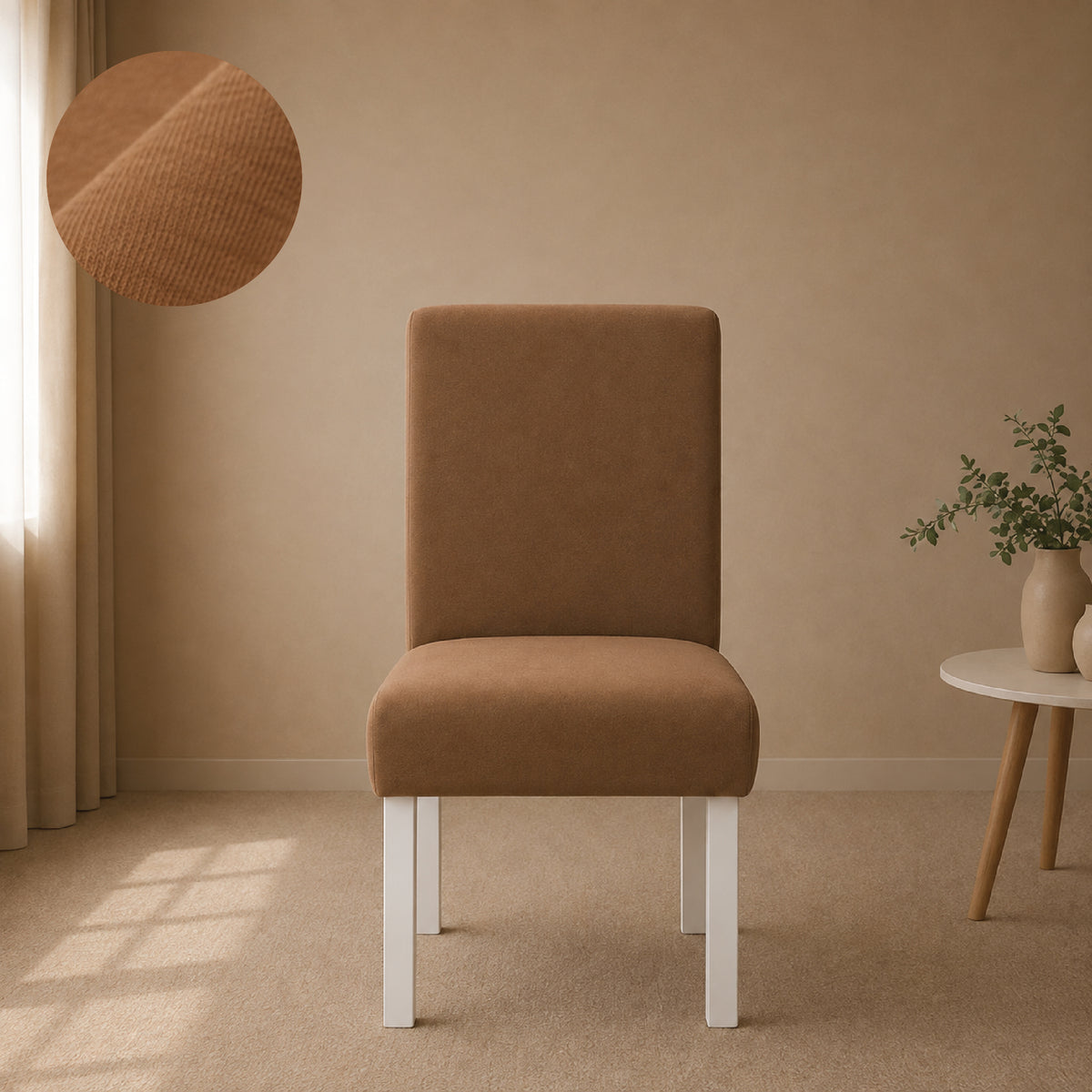 Jersey Cotton Chair Cover Set - Light Brown