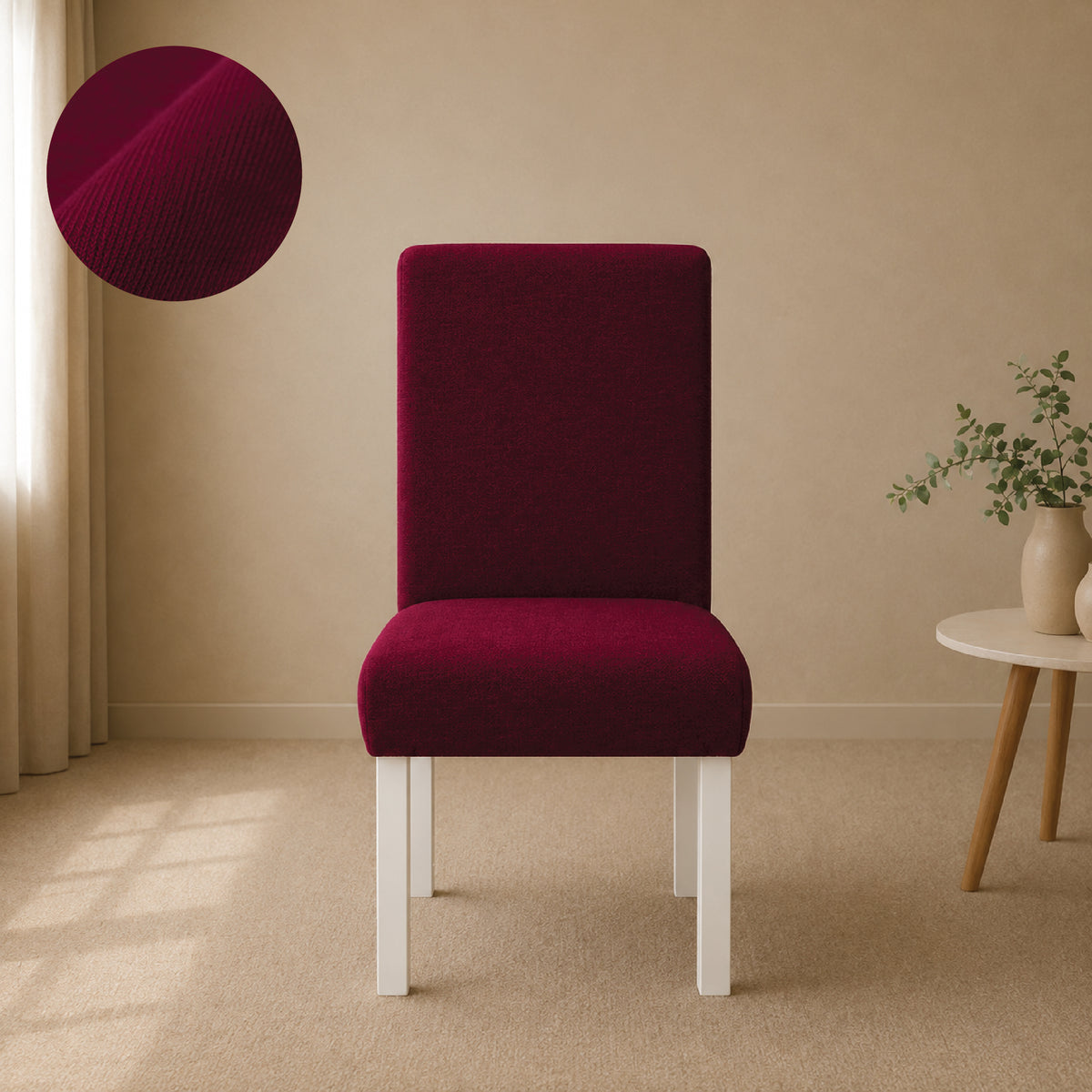 Jersey Cotton Chair Cover Set - Maroon