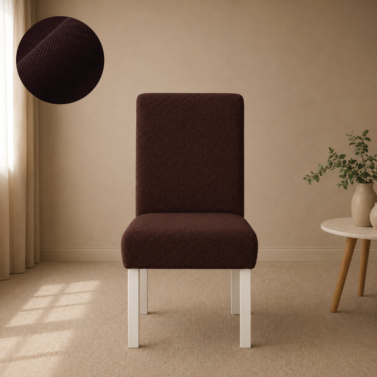 Jersey Cotton Chair Cover Set - Dark Brown