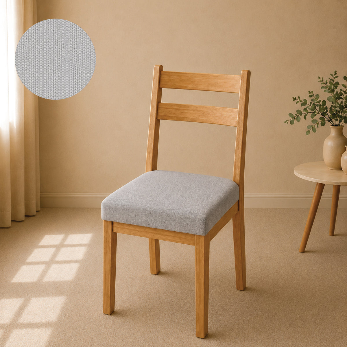 Jersey Cotton Seat Cover For Chair - Light Grey