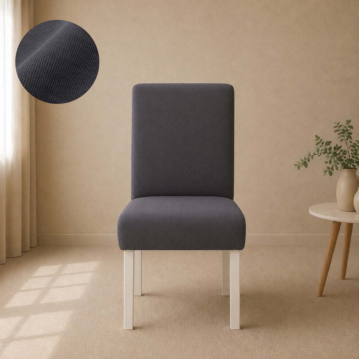 Jersey Cotton Chair Cover Set - Dark Grey