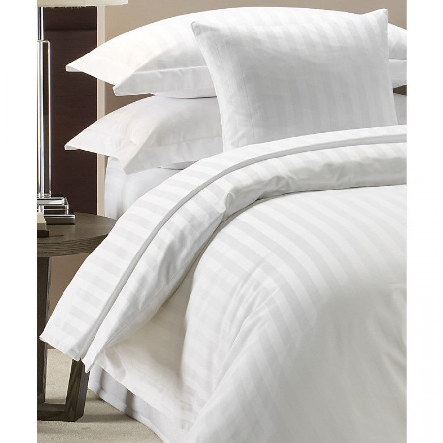 White - Hotel Stripe Duvet Cover Set
