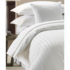 White - Hotel Stripe Duvet Cover Set