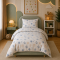 White & Blue Celestial Kids Printed Duvet Cover Set