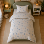White & Blue Celestial Kids Printed Duvet Cover Set