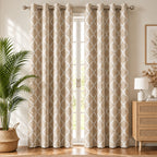 Printed Window Curtains Panel With Rings