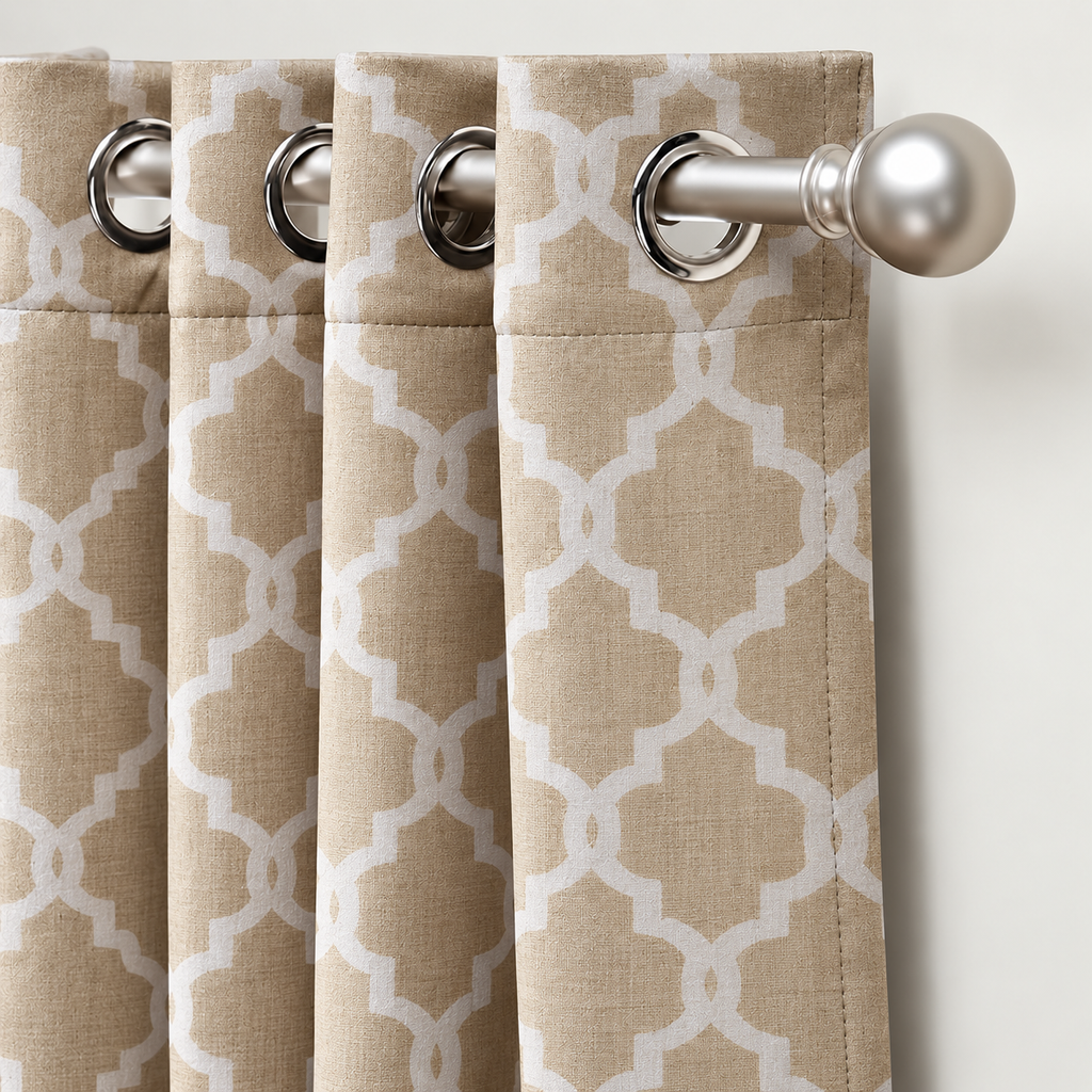 Printed Window Curtains Panel With Rings