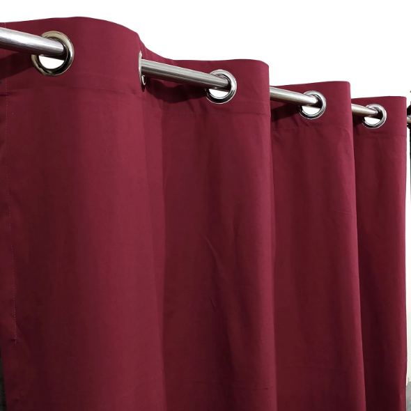 Set Of 2 Plain Red Window Curtains Panels