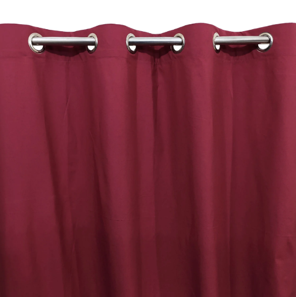 Set Of 2 Plain Red Window Curtains Panels