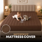 Jacquard Waterproof Mattress Protect - Light Brown
