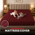 Jacquard Waterproof Mattress Protect - Maroon