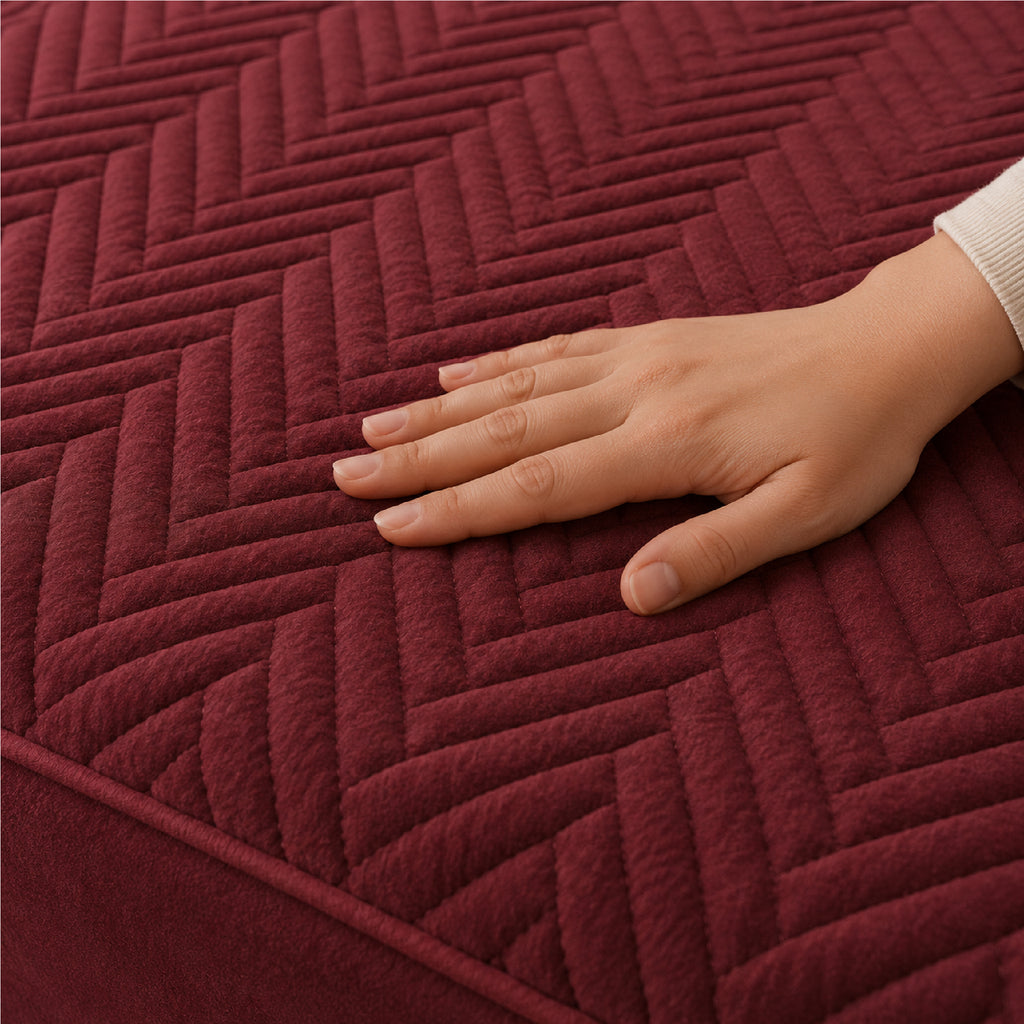 Jacquard Waterproof Mattress Protect - Maroon