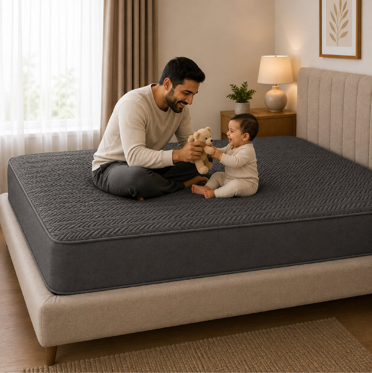 Jacquard Waterproof Mattress Protect - Grey