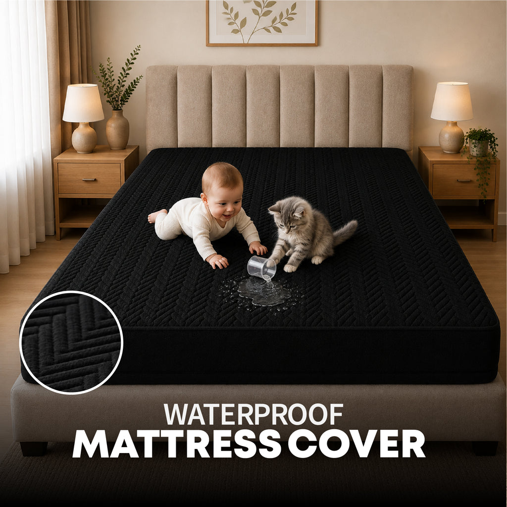 Jacquard  Waterproof Mattress Protect - Black