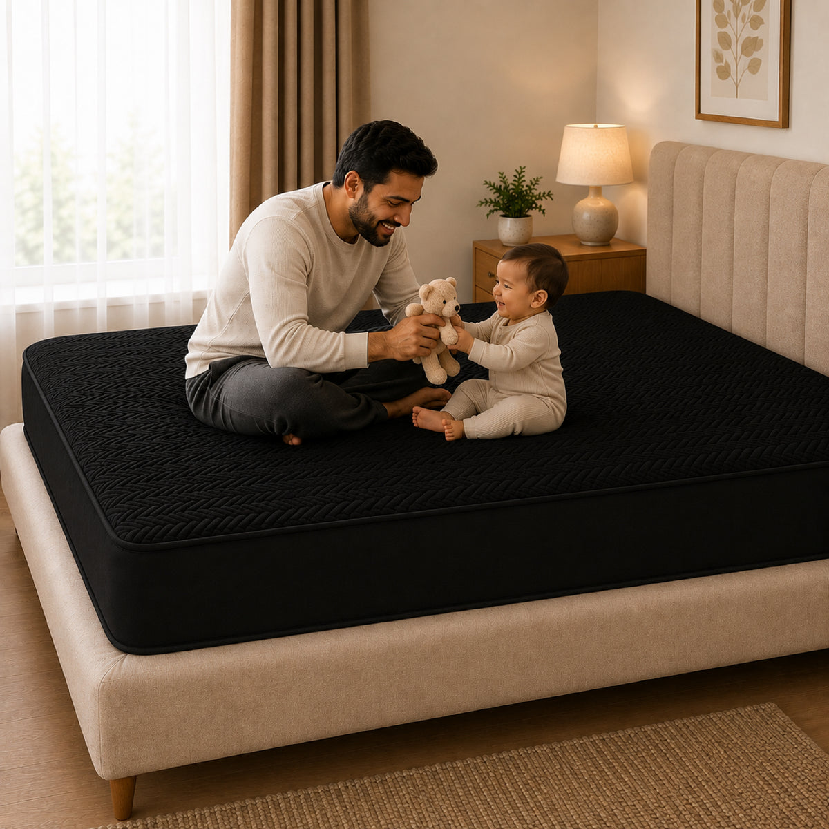 Jacquard  Waterproof Mattress Protect - Black