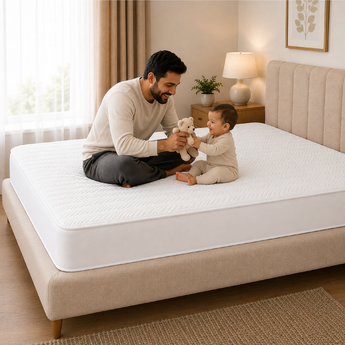 Jacquard Waterproof Mattress Protect - White