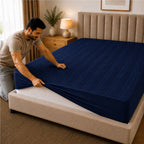 Jacquard Waterproof Mattress Protect - Blue