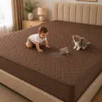 Quilted Waterproof Mattress Protect - Light Brown