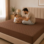 Quilted Waterproof Mattress Protect - Light Brown