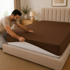 Quilted Waterproof Mattress Protect - Light Brown