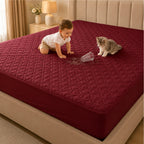 Quilted Waterproof Mattress Protect - Maroon