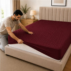 Quilted Waterproof Mattress Protect - Maroon