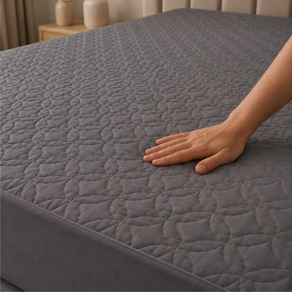 Quilted Waterproof Mattress Protect - Grey