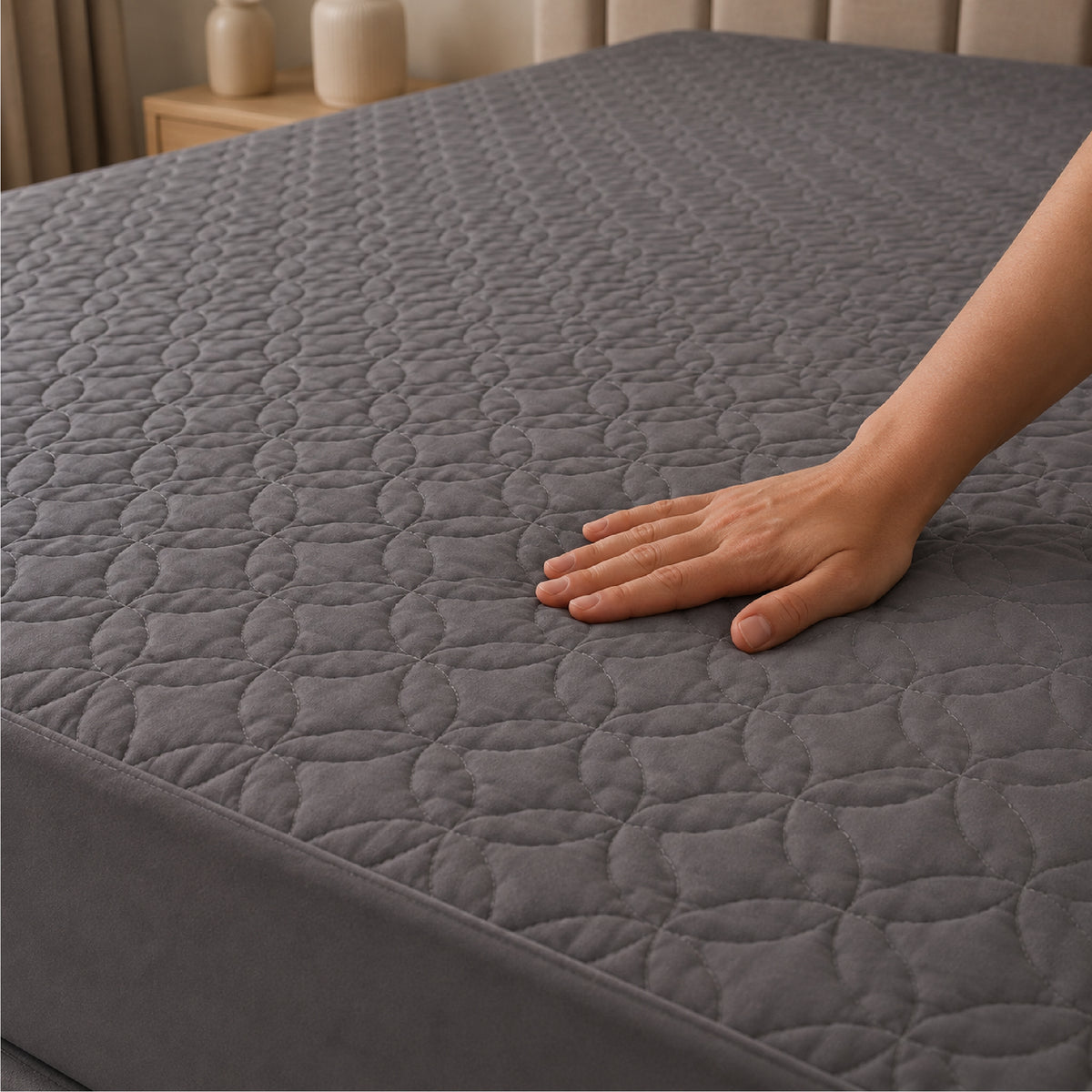 Quilted Waterproof Mattress Protect - Grey