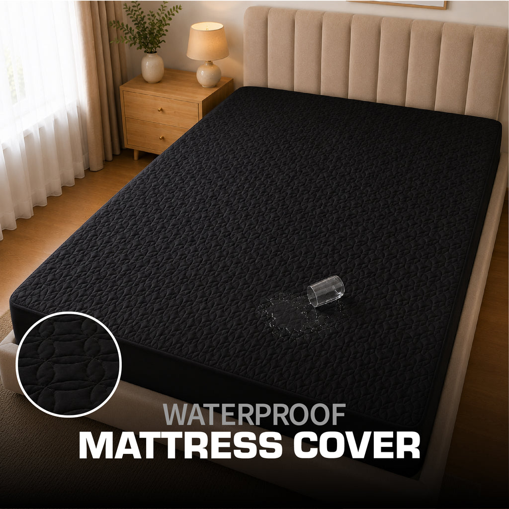 Quilted Waterproof Mattress Protect - Black