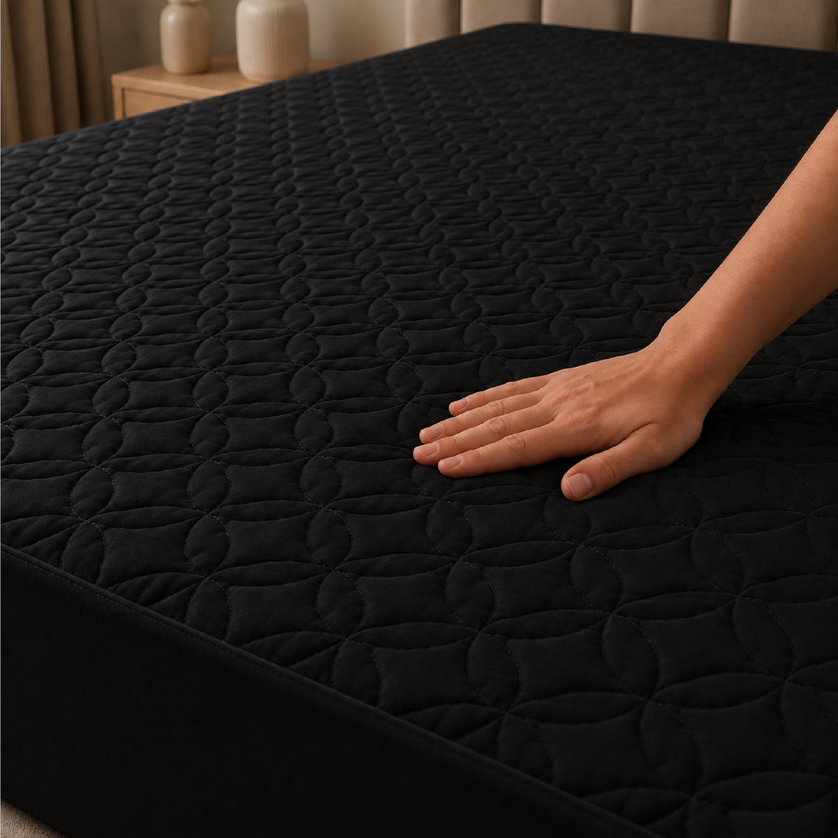Quilted Waterproof Mattress Protect - Black
