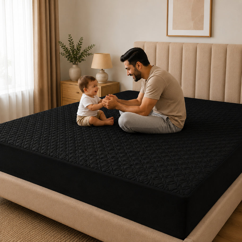 Quilted Waterproof Mattress Protect - Black