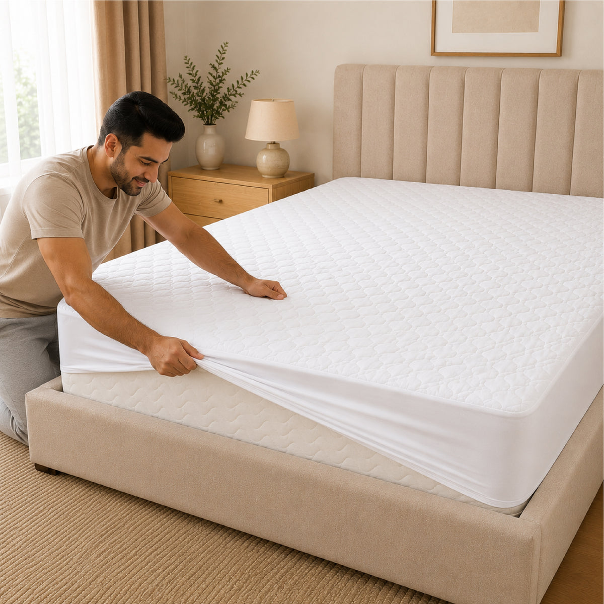 Quilted Waterproof Mattress Protect - White