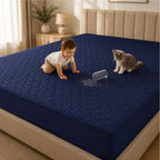Quilted Waterproof Mattress Protect - Blue