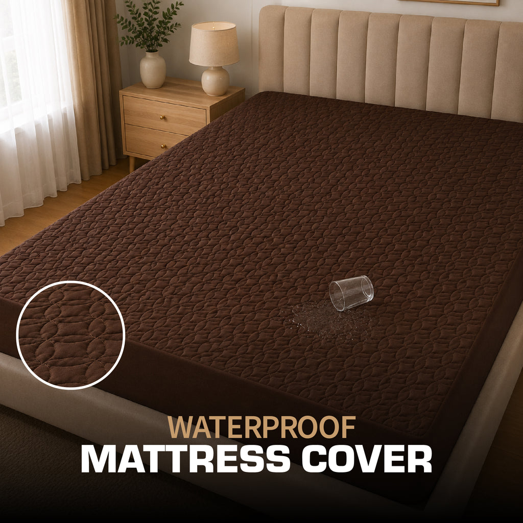 Quilted Waterproof Mattress Protect - Dark Brown