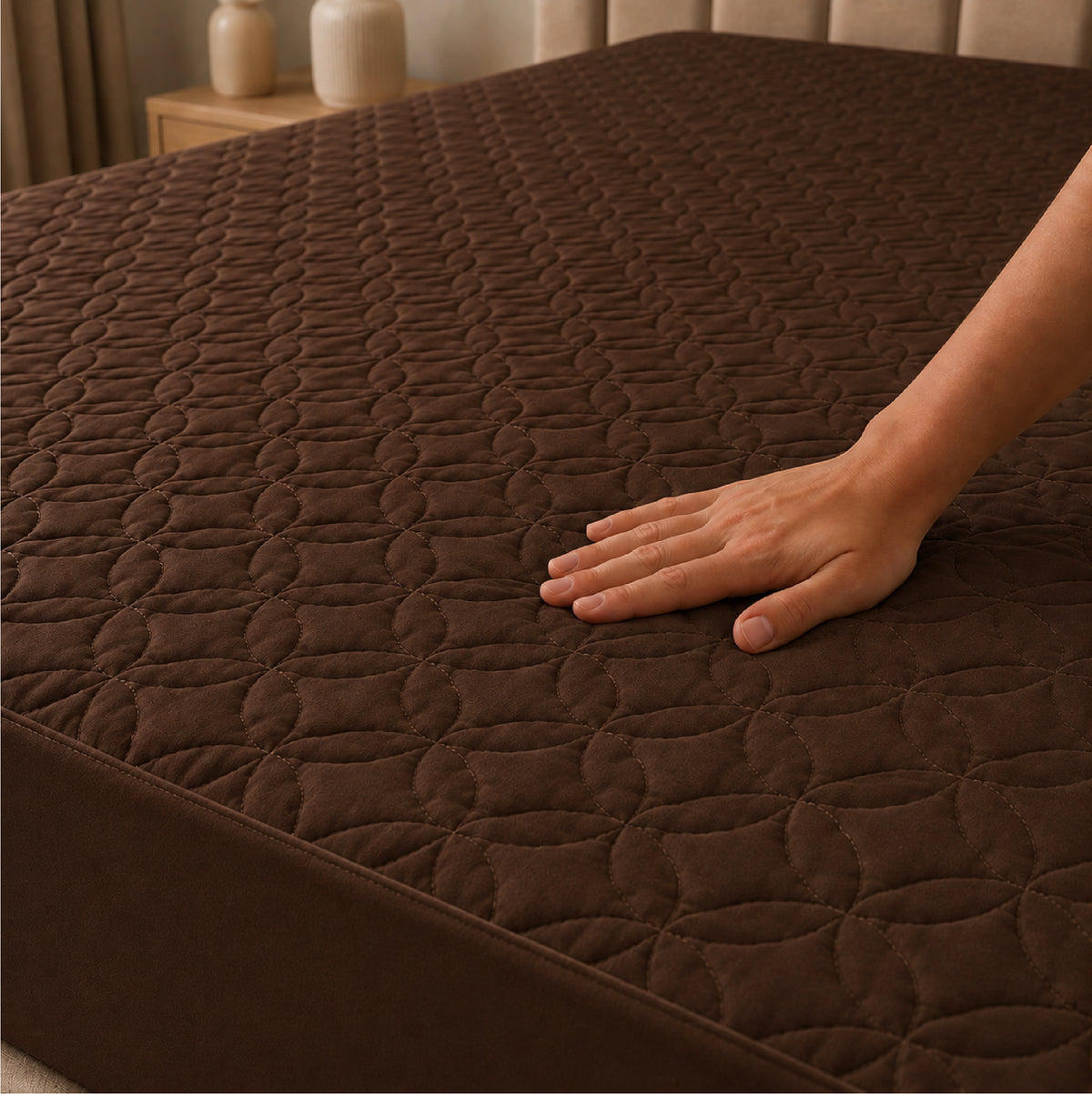 Quilted Waterproof Mattress Protect - Dark Brown