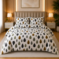 Grey Pebble Print Percale Cotton Bed Sheet Set