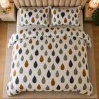Grey Pebble Print Percale Cotton Bed Sheet Set