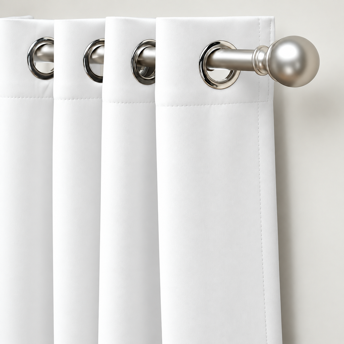 Set Of 2 Plain White Window Curtains Panels