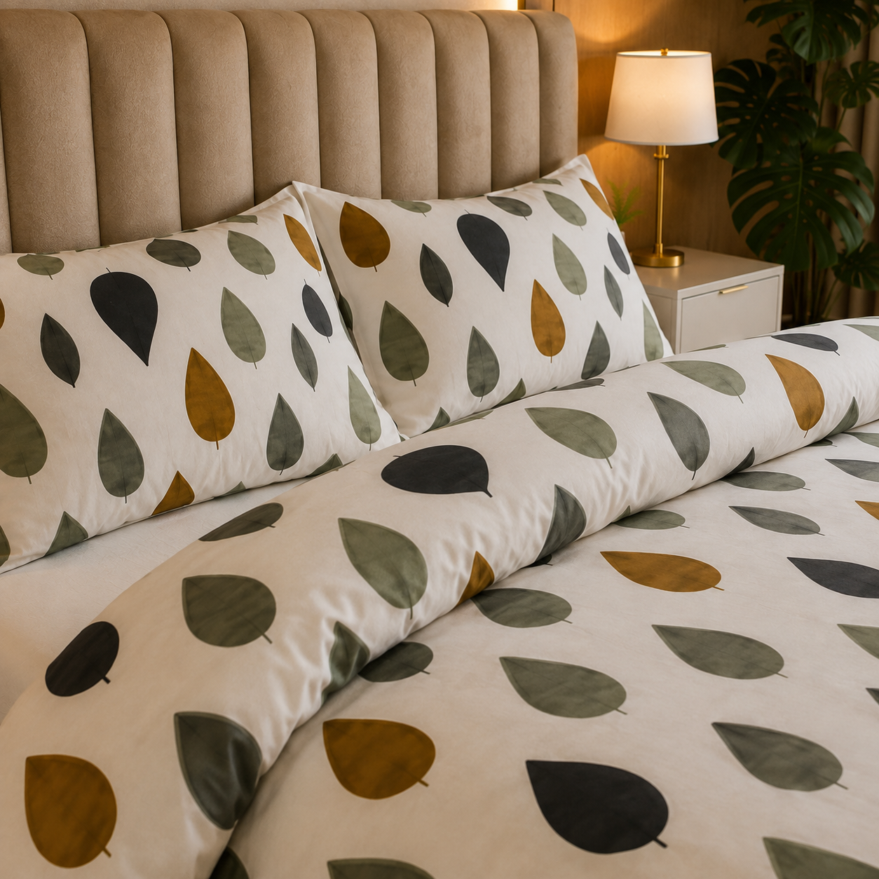 Grey Pebble Print Percale Cotton Bed Sheet Set