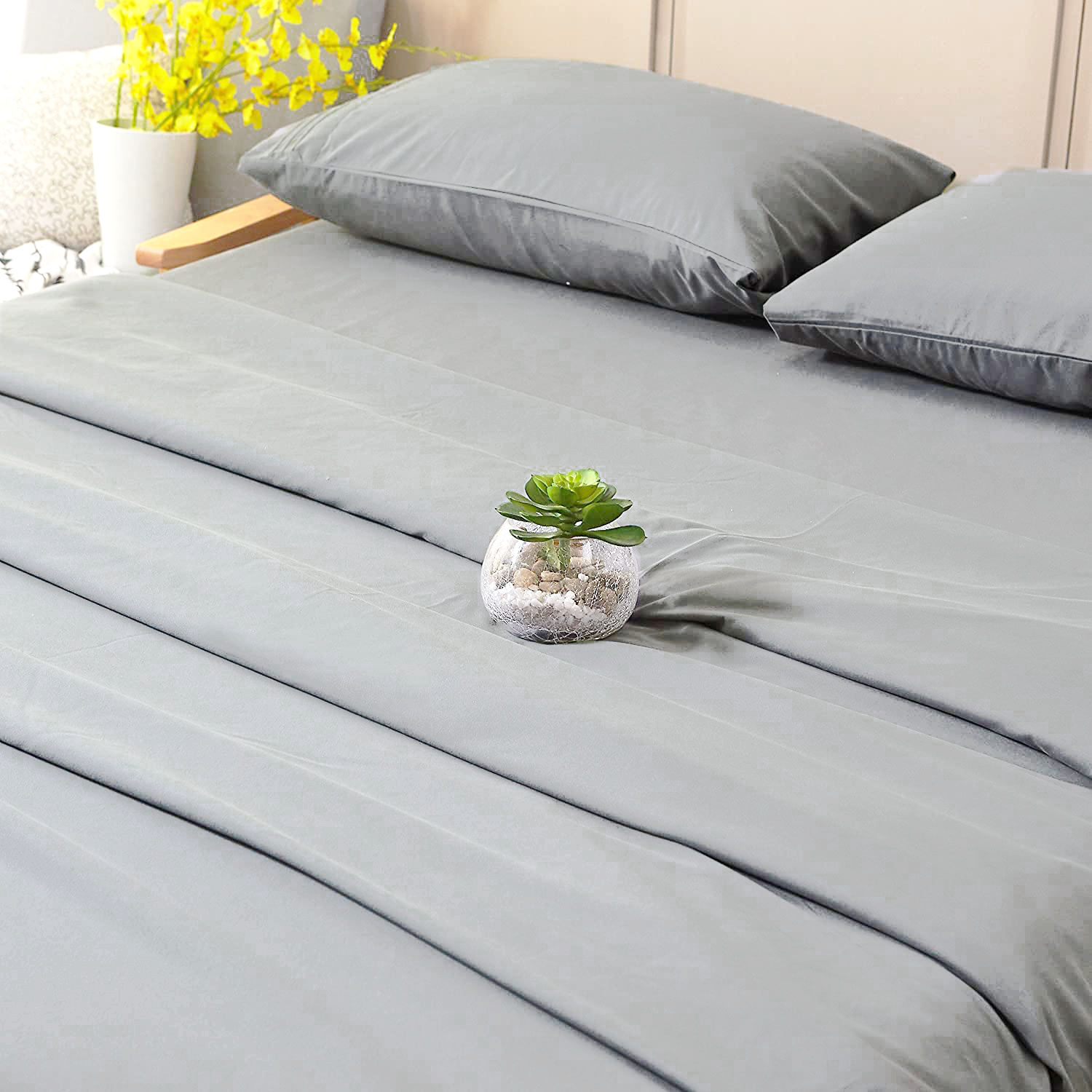Dove Grey Soft Minimalist Plain Solid Color Bed Sheet Set