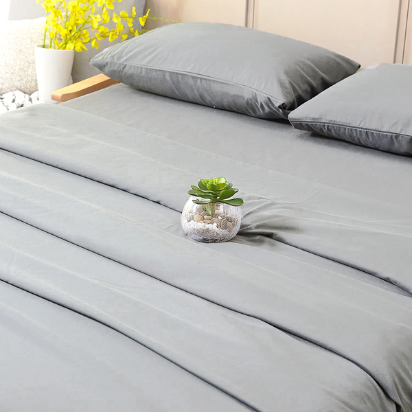 Grey - Plain Solid Color Bed Sheet Set