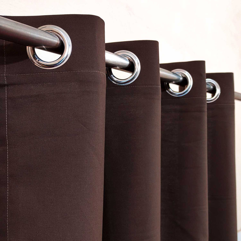 Set Of 2 Plain Brown Window Curtains Panels