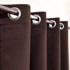 Set Of 2 Plain Brown Window Curtains Panels