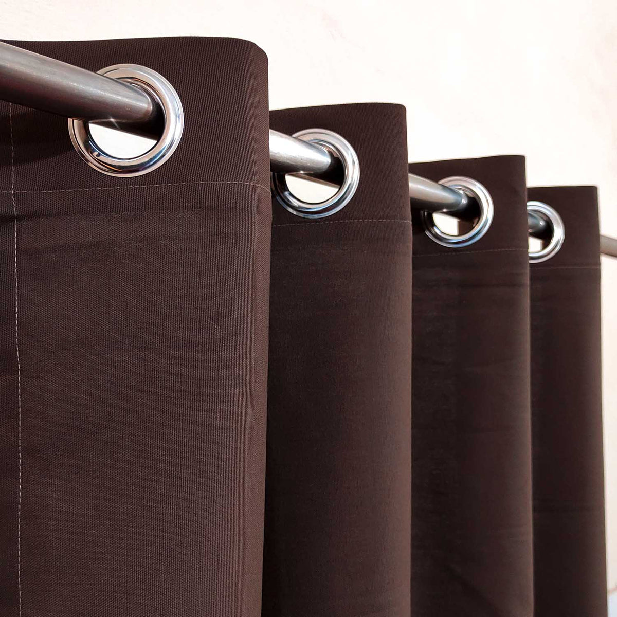 Set Of 2 Plain Brown Window Curtains Panels