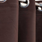 Set Of 2 Plain Brown Window Curtains Panels