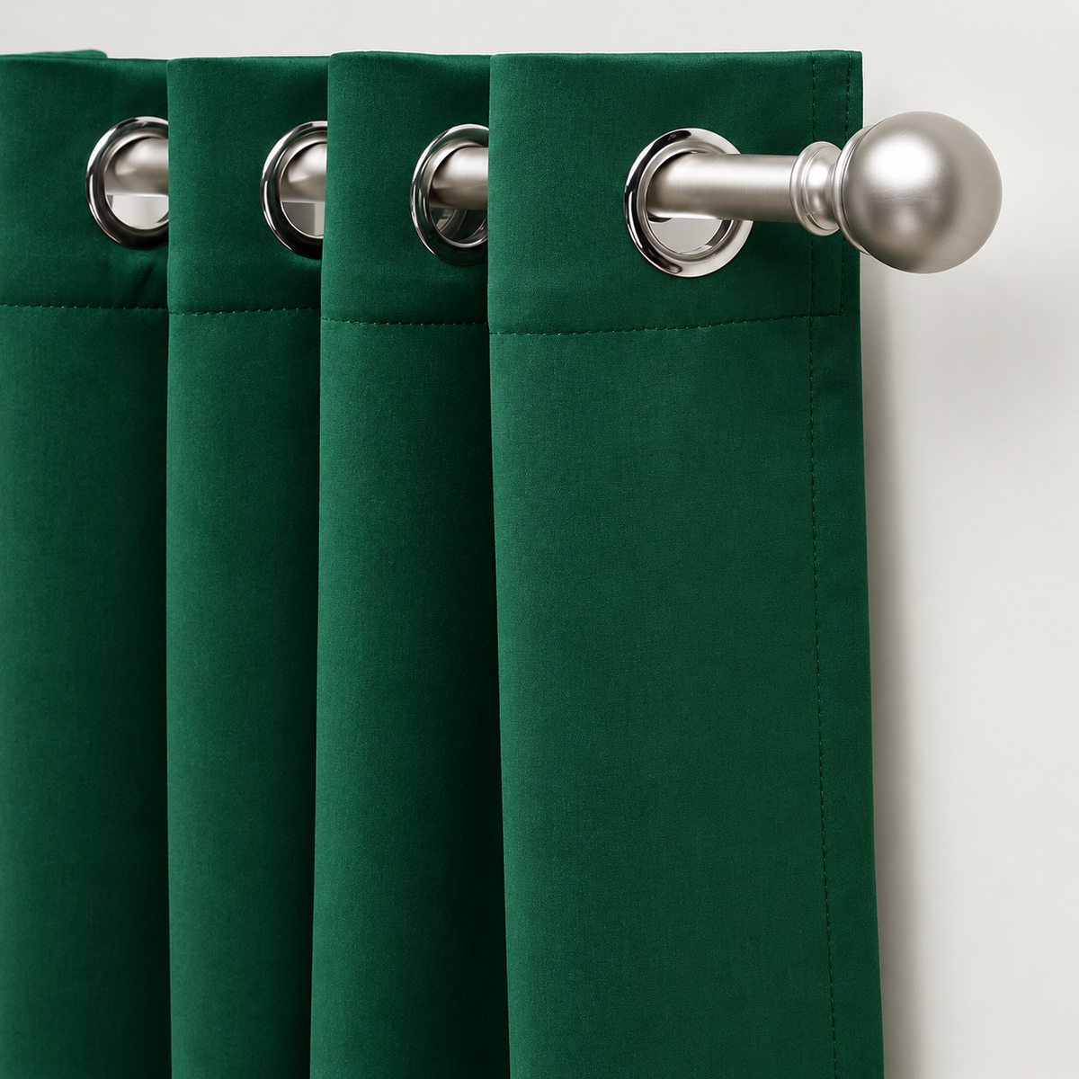 Set Of 2 Plain Green Window Curtains Panels