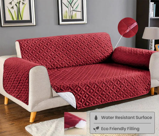 Quilted Sofa Cover - Maroon