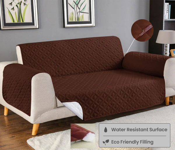 Quilted Sofa Cover - D Brown